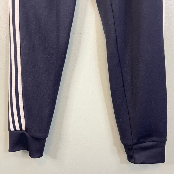 Adidas Men Navy Blue Elastic Waist 3-Stripes Tapered Training Jogger Pants Small - Picture 9 of 9